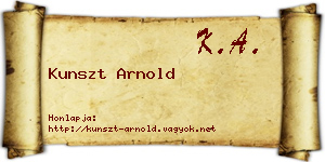 Kunszt Arnold névjegykártya